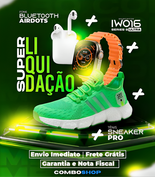 COMPRE 1 LEVE 3 - Tênis SneakerPro + IWO Series 8 Ultra + Fone AirDots Bluetooth [BLACK FRIDAY]